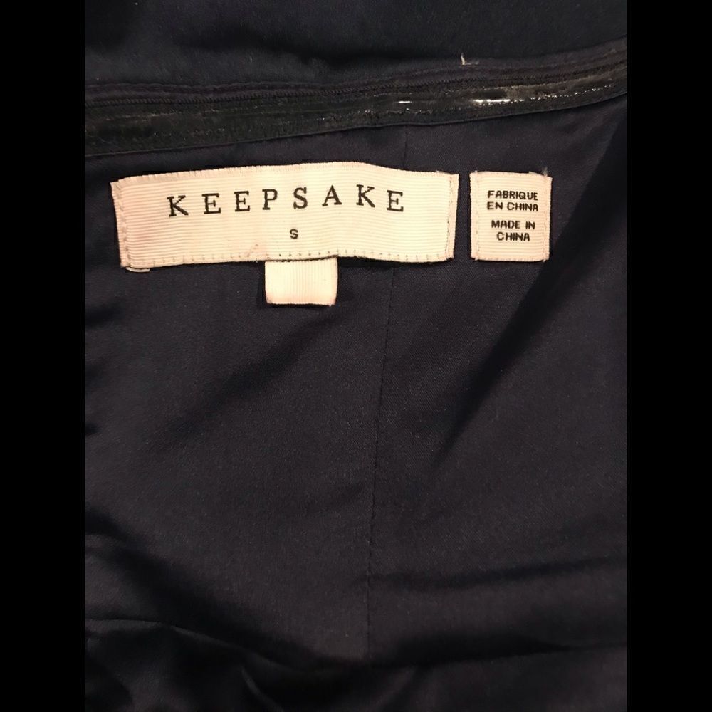 Keepsake The Label Strapless Bandeau Mini Dress Blue Satin Pleated Size S - Picture 2 of 9